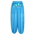 thumbnail image 4 of HULIJA Women's Belly Dance Trousers Side Split Sequin Shiny Harem Pants Sky Blue One Size, 4 of 7