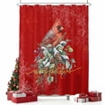 thumbnail image 2 of Christmas Shower Curtain, Winter Red Cardinal Pine Cone Branches Berry Waterproof Fabric Shower Curtains with 12 Hooks, Bathroom Curtain Set for Bathroom Accessories Decor, 60 x 72 Inches, 2 of 9