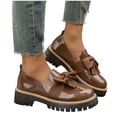 thumbnail image 7 of Bkhluea Women Patent Bow Chunky Platform Loafers Slip On Comfortable Footwear For Office Work Daily Casual Outdoor Activities, 7 of 7