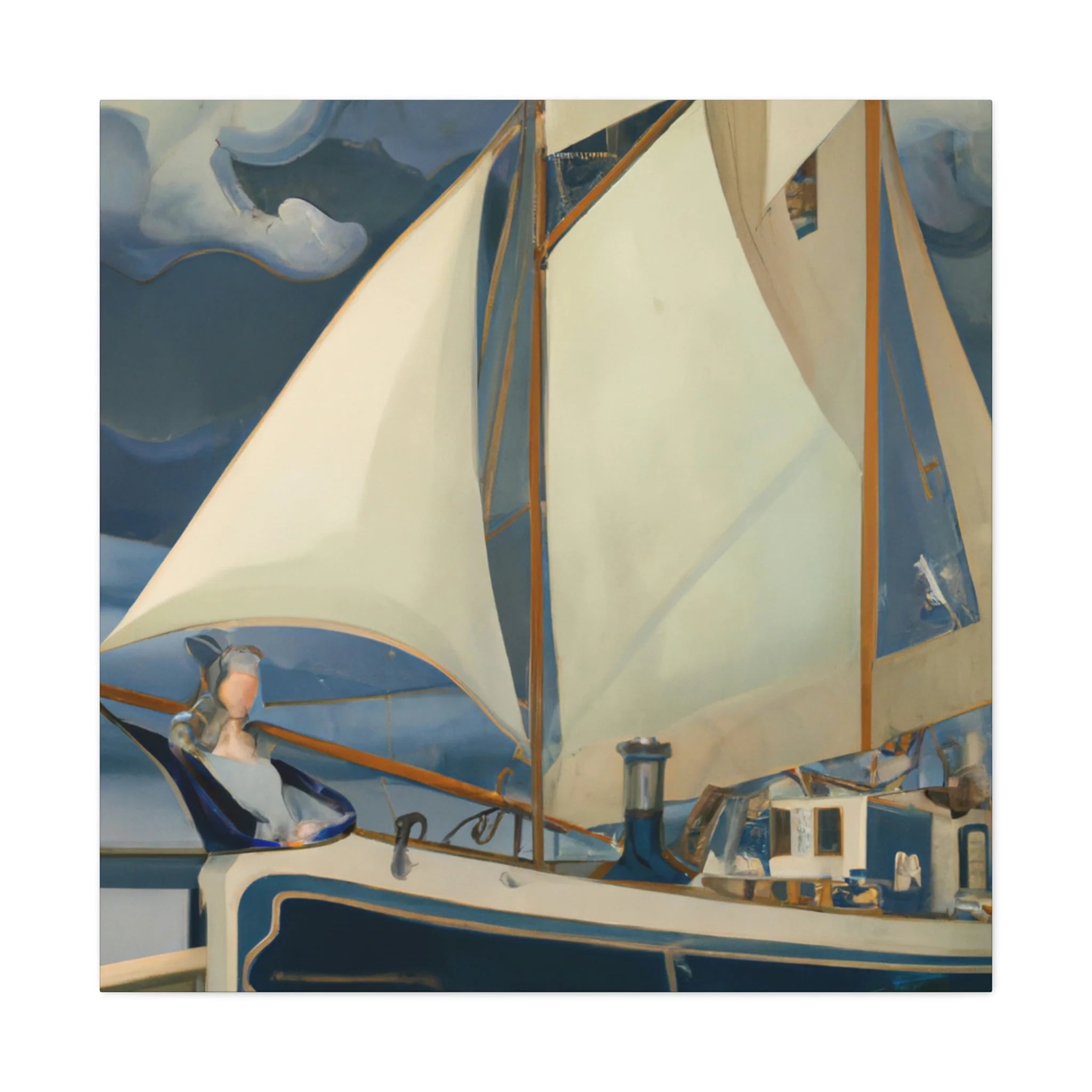 Yacht in Moonlight Glow - Canvas