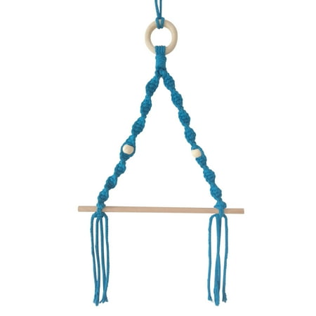 

Farfi Scandinavian Style Wall Rope Hanging Wooden Rack Stick Tassel Storage Home Decor (Blue)
