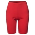thumbnail image 2 of A2Y Women's Basic Solid Premium Cotton Mid Thigh High Rise Biker Bermuda Shorts Ruby 1XL, 2 of 5