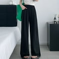 thumbnail image 2 of Lenpel Women's Wide Leg Pants Elastic High Waisted Pleated Pull on Pants Loose Casual Trousers with Pockets, 2 of 5