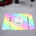 thumbnail image 3 of MKHERT Space Galaxy Fantasy Pastel Clouds and Sky with Rainbow Placemats Table Mats for Dining Room Kitchen Table Decoration 12x18 inch,Set of 4, 3 of 4