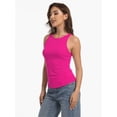 thumbnail image 3 of 3-pack Hotpink Womens Sleeveless Racerback High Neck Casual Basic Ribbed Fitted Tank Top, 3 of 6