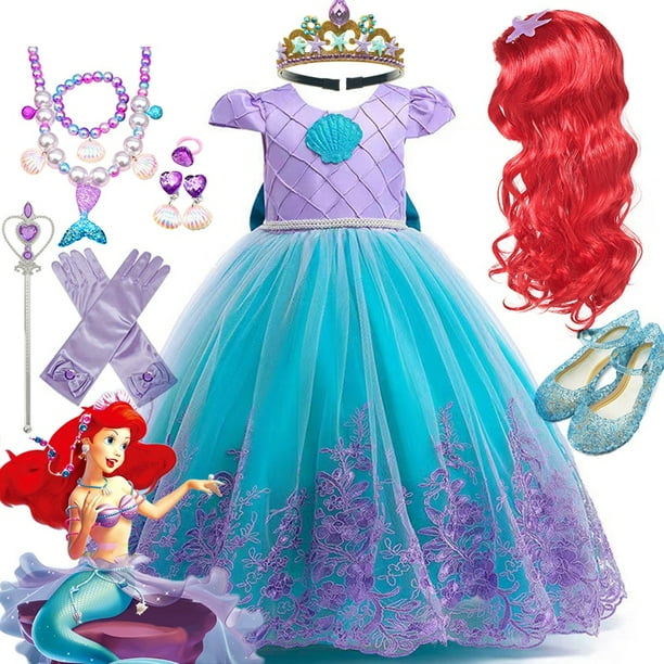 Disney disfraz de la princesa sirena Ariel para nina vestido bordado de lujo para carnaval fiesta de Halloween Vestidos para ninos Fivean unisex Walmart en linea