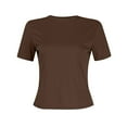 thumbnail image 5 of Kovlvoll Women Short Sleeve Tops Crewneck Ribbed Knit Slim Fitted Shirts Basic Tees Summer Casual T-Shirt, 5 of 5