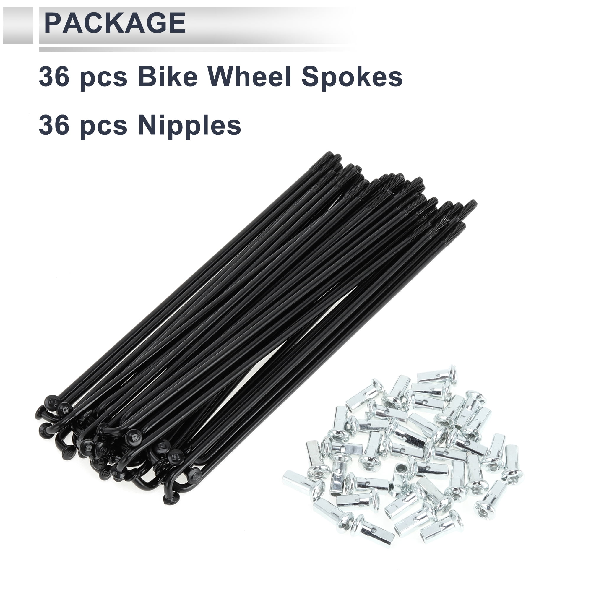 Unique Bargains 36Pcs Durable Universal 12G Bike Wheel Spokes with Nipples Black 5"