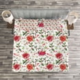 thumbnail image 3 of Ambesonne Watercolor Quilted Bedspread Set 3 Pcs, Poinsettia Rowan, King Size, Vermilion Green Magenta, 3 of 3