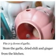 thumbnail image 2 of Mornenjoy Garlic Keeper,Ceramic Macaron Tone Garlic Jar Hollow Pumpkin Garlic Vented Storage Container Garlic Cellar Pot with Bamboo Lid (Pink), 2 of 6