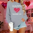thumbnail image 2 of Women's Valentine's Sweatshirt Long Sleeve Cute Print Crewneck Pullover Loose Tunic Top Gray-1 L, 2 of 6