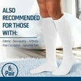 thumbnail image 5 of Diamond Star Diabetic Over the Calf Premium Cushion Cotton Knee High Comfortable Socks for Men (White - 6 Pairs, Shoe Size 10-13), 5 of 6