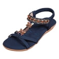 thumbnail image 4 of Rokment Women's Boho Beach Flat Dress Sandals 2026 Summer Ethnic Butterfly Embroidered Wedge Low Heel Slingback Dressy Sandals for Woman Vacation Navy Size 9, 4 of 5