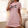 thumbnail image 1 of Camisón corto de mujer, vestido de largo medio con estampado de moda, camisón corto extragrande de mujer, camisón de manga corta con estampado de pecho a la moda, camisón de mujer, 1 of 5