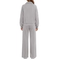 thumbnail image 4 of Fantaslook Two Piece Sets for Women Fall Outfits Lapel Long Sleeve Zipper Sweatshirts and Wide Leg Pants Lounge Tracksuits Sets, 4 of 9