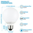 thumbnail image 2 of 6 Pack LED Vanity Light Bulbs, Dimmable G25 Globe Bulbs, 5W=40W, E26 Base, Daylight, 2 of 8