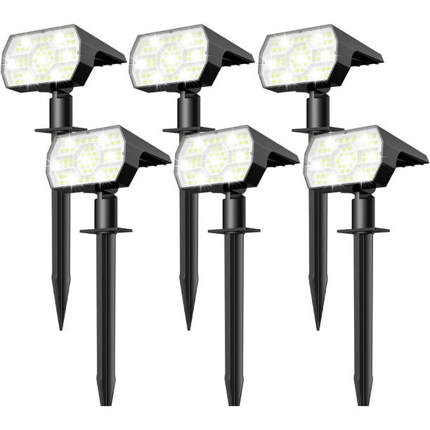NYMPHY Luces solares para exteriores, impermeables IP68, 56 LED, 3 modos de iluminación, luces solares para jardín, patio, luces solares para Navidad, paisaje exterior, paquete de 4 (blanco frío)