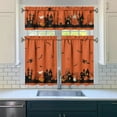 thumbnail image 3 of Halloween Kitchen Curtains and Valances Set of 3, Orange Pumpkin Ghost Bat Halloween Kitchen Decor,Horror Halloween Kitchen Curtains and Valances Short Curtain Set for Kitchen Bedroom Decor 36 Inch, 3 of 6