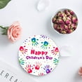 thumbnail image 4 of FMSHPON Happy Children's Day Watercolor Handprint Set of 4 Round Coaster for Drinks, Absorbent Ceramic Stone Coasters Cup Mat with Cork Base for Home Kitchen Room Coffee Table Bar Decor, 4 of 6