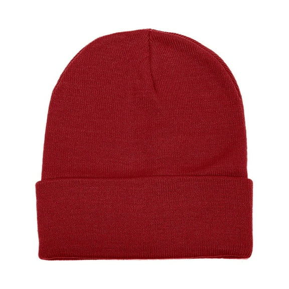 Falari Unisex Beanie Cap Knitted Warm Solid Color Burgundy