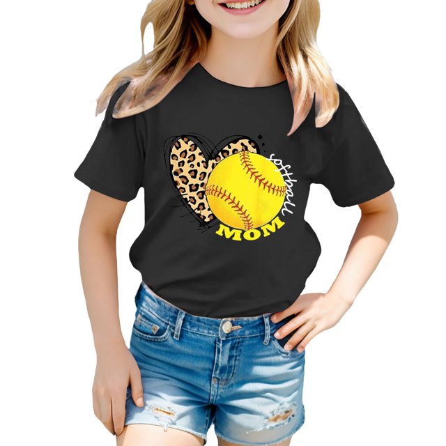 Hiiyo T-Shirt Graphique de Baseball pour Grandes Filles Manches Courtes Été Décontracté Sport