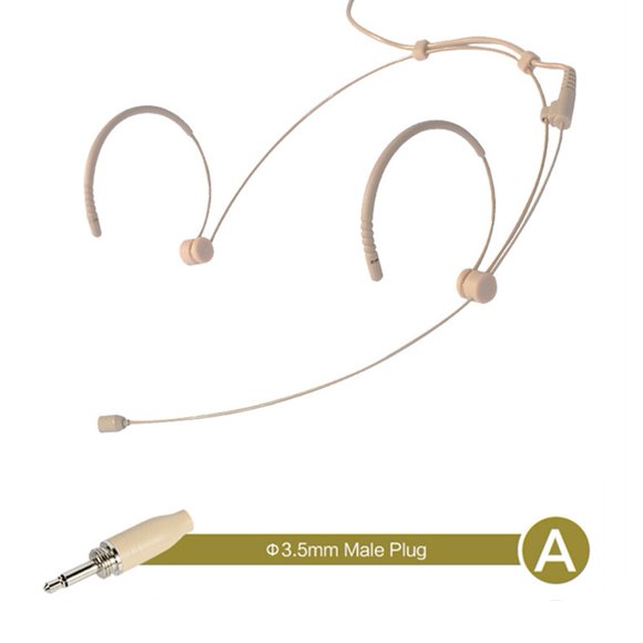 Beige Double Earhook Headset Mic Headworn Microphone 3.5mm 3 Pin 4 Pin Xlr Plug