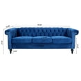 thumbnail image 6 of Modern 3 Seater Sofa with Gourd Shaped Birch Legs, Comfy Couch with Sliver Studs Trim and Pleated Rolled Arms, Classic Sofa for Living Room, Office, Blue, 6 of 8