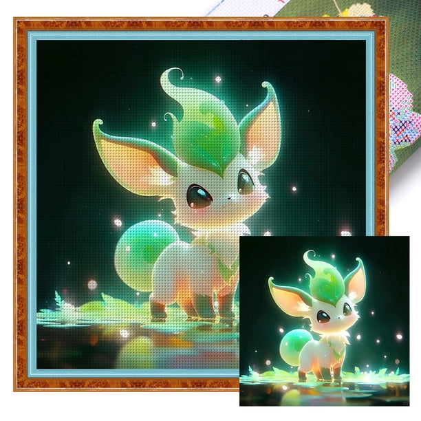 Hilo Algodón Ecológico Bordado Punto Cruz Pok Mon Eevee Impreso 11CT 40x40cm