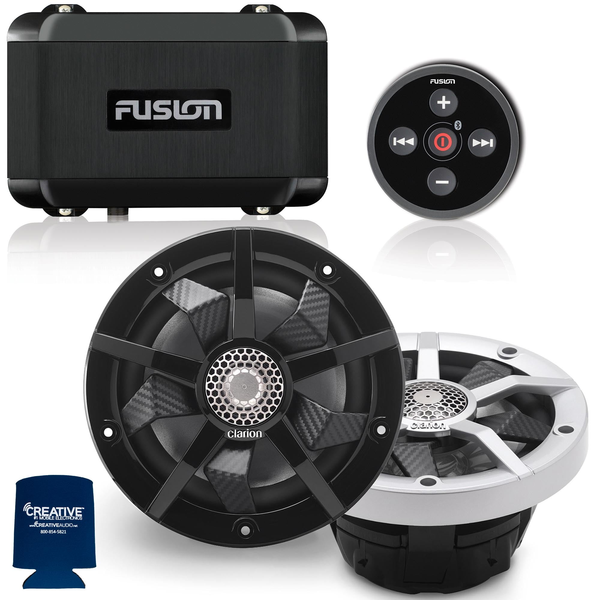 Fusion MSBB100 Black Box Radio with Clarion 6.5 Inch Speakers CM1623RL