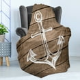 thumbnail image 4 of Brown and White Soft Flannel Fleece Throw Blanket, Anchor Motif Hand Drawing Boating Sketch Rustic Wooden Planks Coastal, Cozy Plush for Indoor and Outdoor Use, 60" x 80", Taupe Coconut, by Ambesonne, 4 of 5