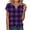 Purple, variant on Cilsoka Women's V Neck T Shirts Short Sleeve Plaid Basic Tees Trendy Summer Going Out Tops Comfy Casual Fashion Clothes