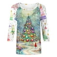 thumbnail image 5 of LEKWK Christmas Sparkly Tops for Women Xmas Raglan Crew Neck 3/4 Sleeve Tshirts Cute Holiday Tops for Women Trendy Women Christmas Sweater, 5 of 5