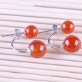 thumbnail image 4 of 1 Paire de Boucles d'Oreilles en Agate pour Femmes, Boucles d'Oreilles pour Filles, Mariage, Fête, Perles Rondes, 4 of 8