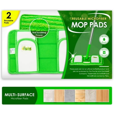 Turbo Microfiber Reusable Mop Pads Fits Swiffer Sweeper 12 Inch, 2 Pack