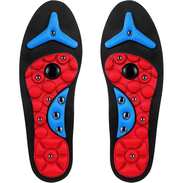 Acupressure Magnetic Insoles Orthopedic Massage Insoles with Magnetic Technology Shock Absorption Arch Support Helps Blood Circulation and Relieve Fatigue(Black,M(Men 8-11/women 9-12))