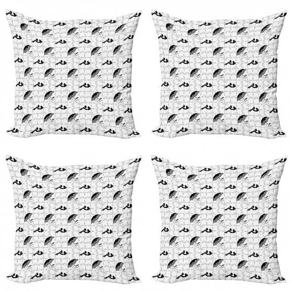 Ambesonne Vintage Throw Pillow Cover 4 Pack, Women Fashion Clothes, 24", Black Pale Grey White