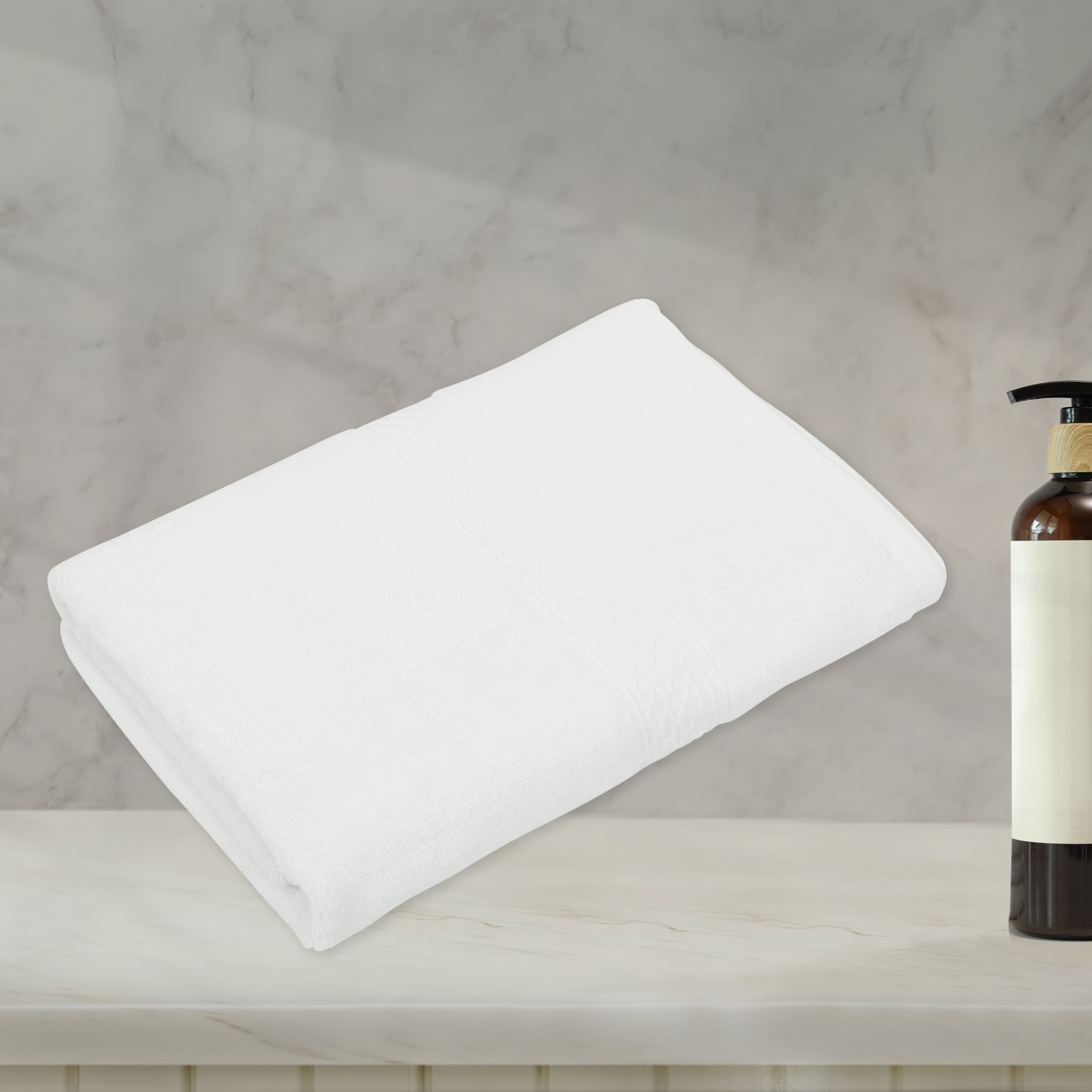 Unique Bargains 1 Pcs Cotton Bath Towel Plain Soft Absorbent Classic Design Cotton Bath Towel White 27.56"x55.12"