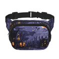 thumbnail image 1 of Fotbe Mystery House Halloween Night Cangurera Cuadrada con Estampado de Doble Capa, Bolsa de Cintura Ajustable Mini para Hombres y Mujeres, 1 of 9