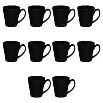 Glossy Ceramic Latte Coffee Mug 12 oz. Set of 10, Bulk Pack - Perfect for Tea, Espresso, Cappuccino, Hot Cocoa - Black