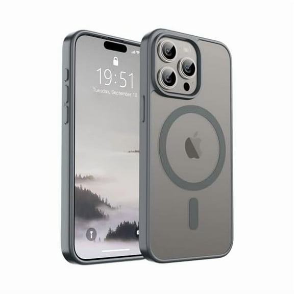 liuliuliu Magnetic for iPhone 15 Pro Max Case (Compatible with MagSafe) (Military Grade Drop Protection) Slim Translucent Matte Shockproof with Anti-Fingerprint Phone Case, Gray