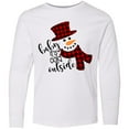 thumbnail image 3 of Inktastic Baby It's Cold Outside Cute Snowman in Plaid Print Long Sleeve Youth T-Shirt, 3 of 5