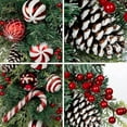 thumbnail image 5 of 18in Christmas Teardrop Swag for Front Door Artificial Winter Swag Garland with Pine Cones, Berry Clusters, Burgundy Ball Ornaments and Ribbons for Thanksgiving Holiday Christmas Decoration, 5 of 6