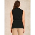 thumbnail image 3 of DARING DIVA Women's Button Up Belted V Neck Sleeveless Waistcoat S Black, 3 of 6