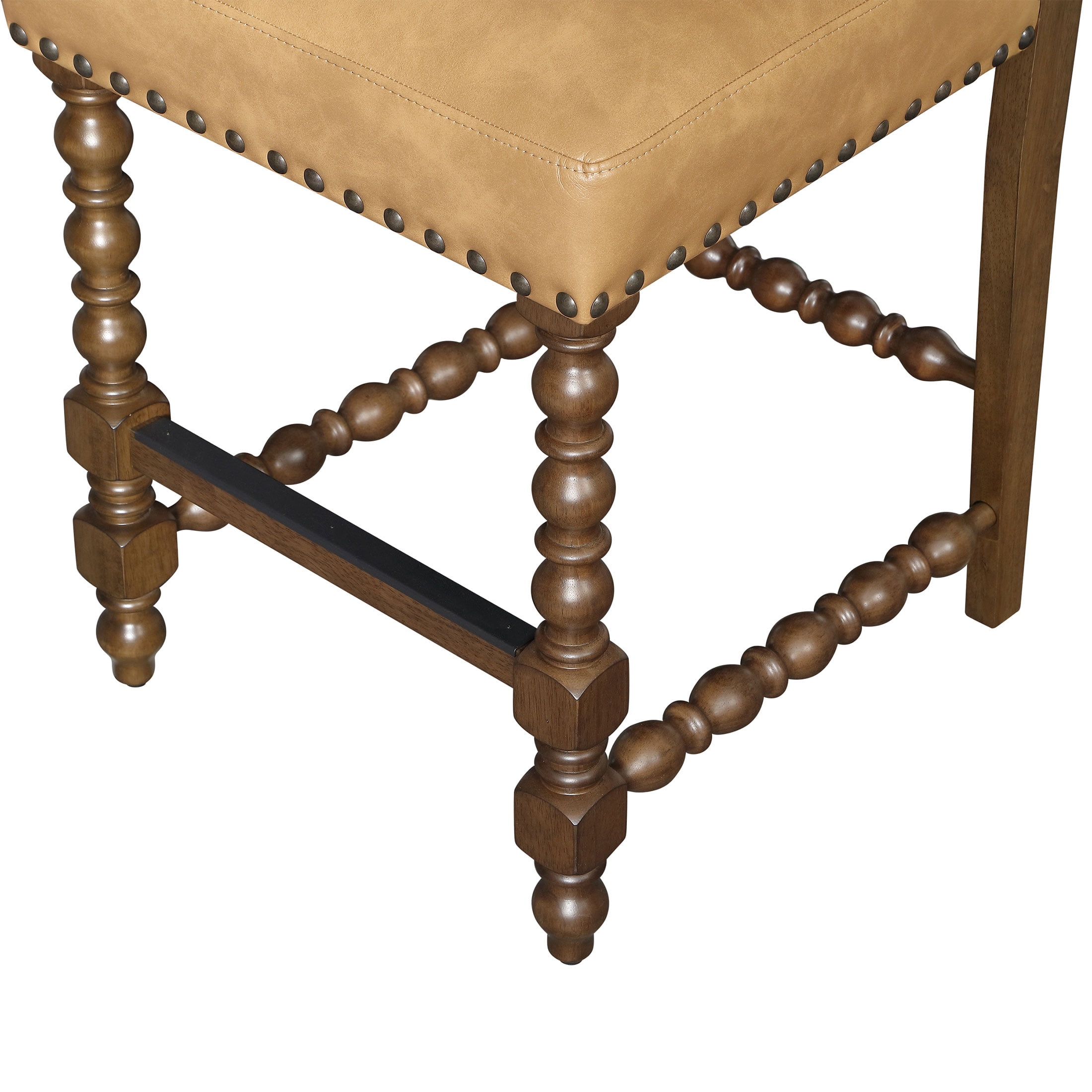 The Pioneer Woman Harper Faux Leather Counter Stools, Set of 2, Tan Fabric Upholstery