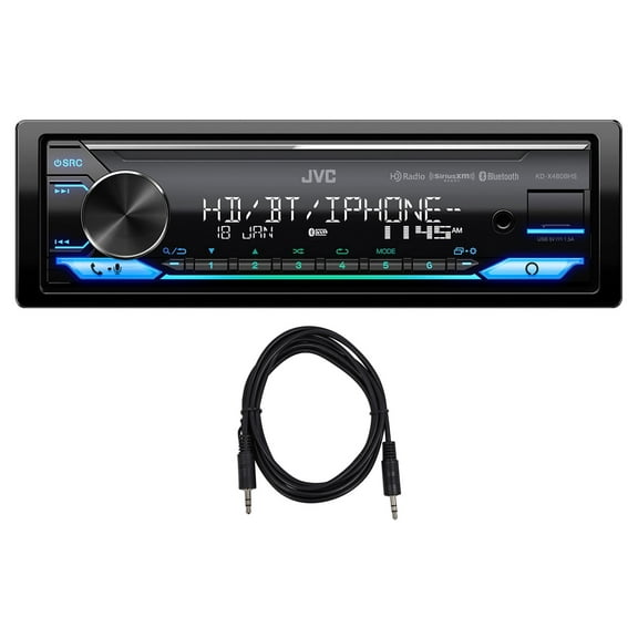 JVC KD-X480BHS 1-Din Car Stereo Bluetooth/USB/XM Ready/Alexa/HD Radio AUX Cable