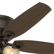 Hunter - Builder Indoor Low Profile Ceiling Fan With Light, 52-inch, New Bronze, Traditional-style, 3-speed WhisperWind Motor, 53327, for Living Rooms, Bedrooms