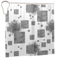 thumbnail image 2 of YFYANG Waterproof Bathroom Shower Curtain, Grey Retro Geometric Shower Curtain Set with Hooks, Home Bathroom Tub Decor - 72 "x72", Iron Hooks, 2 of 6