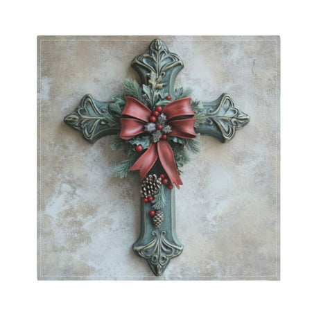 

Napkin Satin Napkin 20*20Inchx4 Kitchen Towel Dinner Plate Towel Decorative Towel Napkin Tea Towel Suitable For Kitchen Table Christmas Green Cross