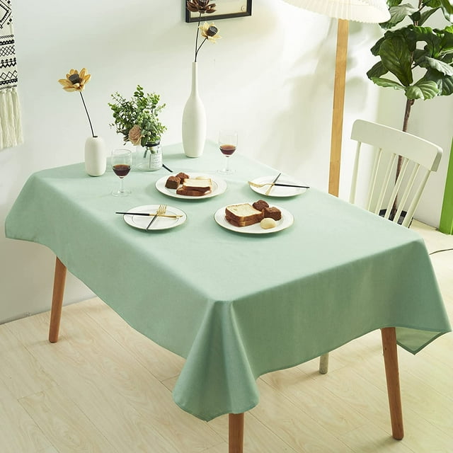 Dabuda Mint Green Waterproof Polyester Table Cloths,Sage Green Wrinkle-Free Washable Tablecloth for Rectangle Table (Sage Green, 55×87 Inch,6-8 Seats)