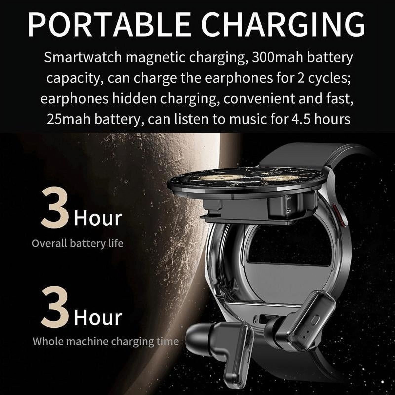 Rainbuvvy T97 Smart Watch 1.39 Inch Built-in Portable Headphones, 100+ Sports Modes, with Answer/Make Calls, Sports Watch, for iOS/Android Phone (Gold Leather Strap)